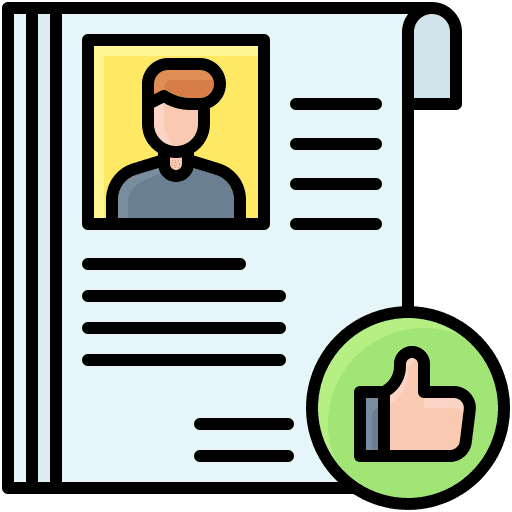 Profile page with approval icon