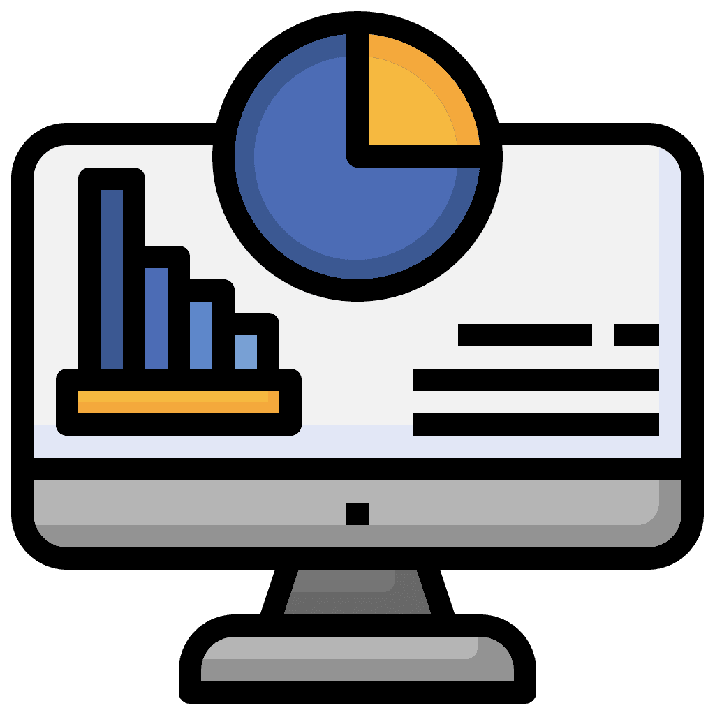 Computer screen with charts and graphs