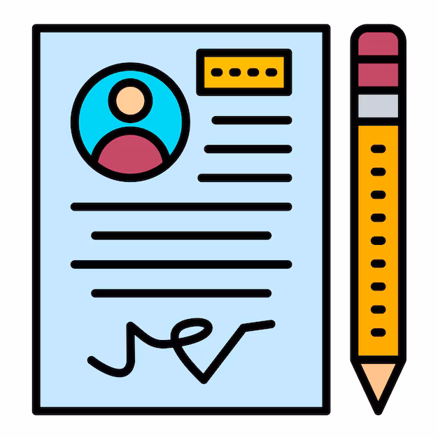 Document with signature and pencil